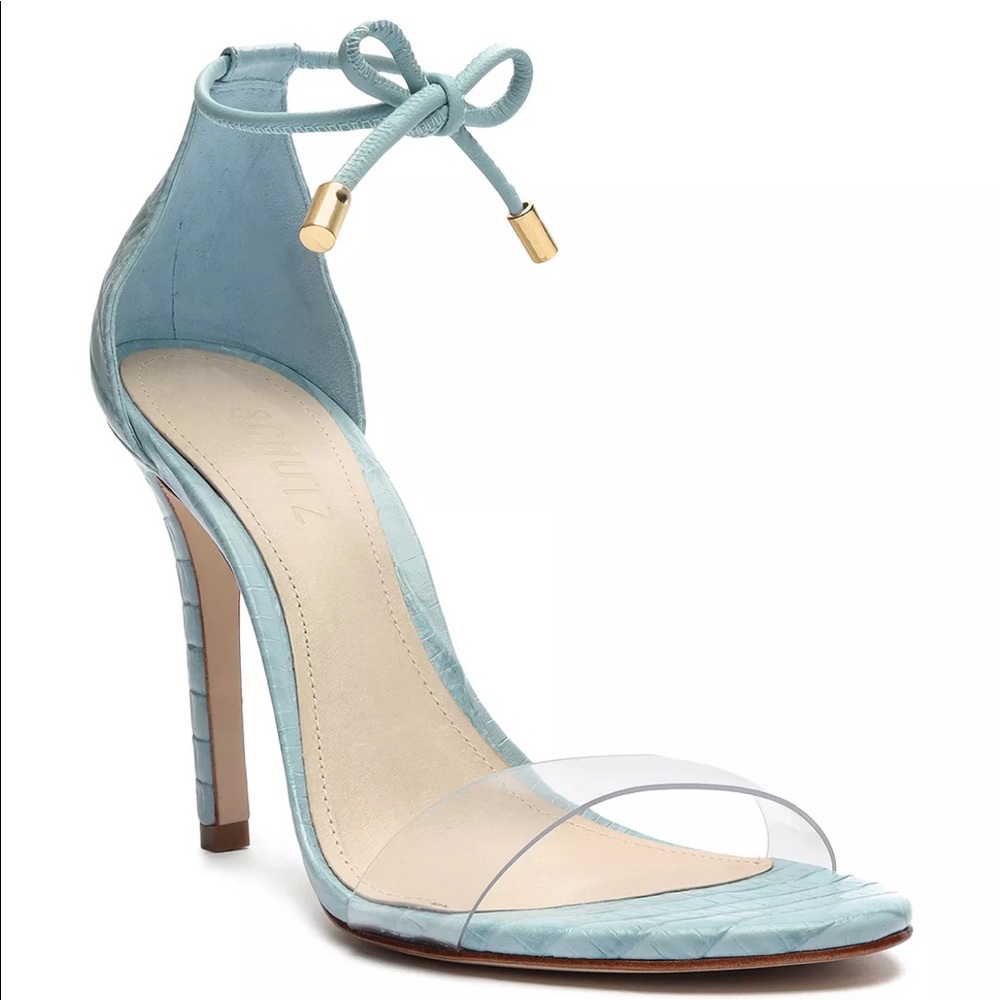 Schutz Josseana Light Blue Crocco Heels 6.5